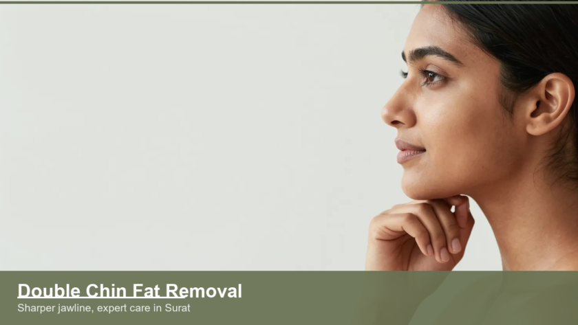 Confident Indian woman side profile showing a sharp defined jawline and slim chin contour