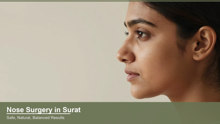 Side profile of an Indian woman highlighting nose shape, rhinoplasty in Surat