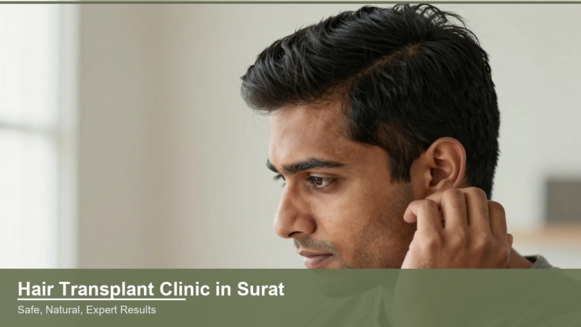 Confident Indian man with a healthy natural hairline, hair transplant clinic in Surat