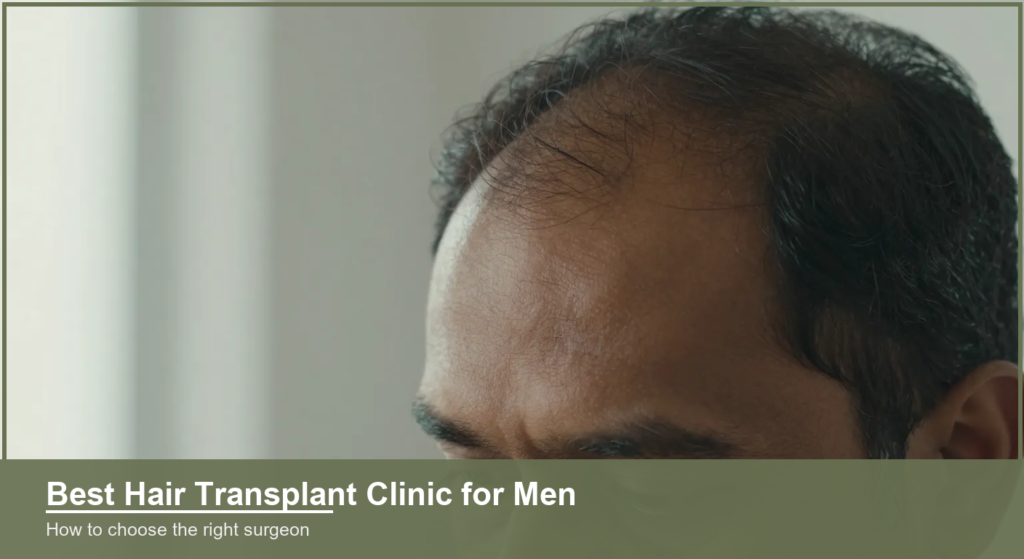 Close up of a man's thinning hairline and scalp before hair transplant assessment