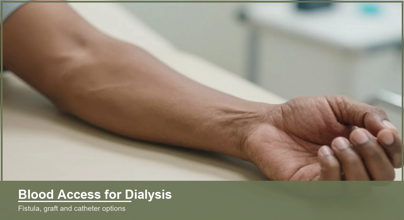 Close view of an Indian patient's inner forearm showing veins used for dialysis blood access