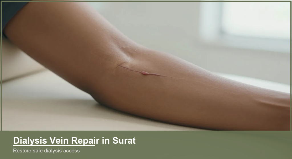 Close view of an Indian patient's forearm showing a healed dialysis fistula access vein