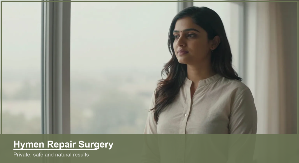 Confident Indian woman standing calmly by a bright window reflecting privacy and restored wellbeing