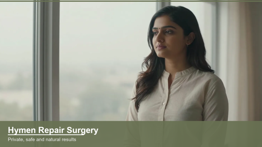 Confident Indian woman standing calmly by a bright window reflecting privacy and restored wellbeing