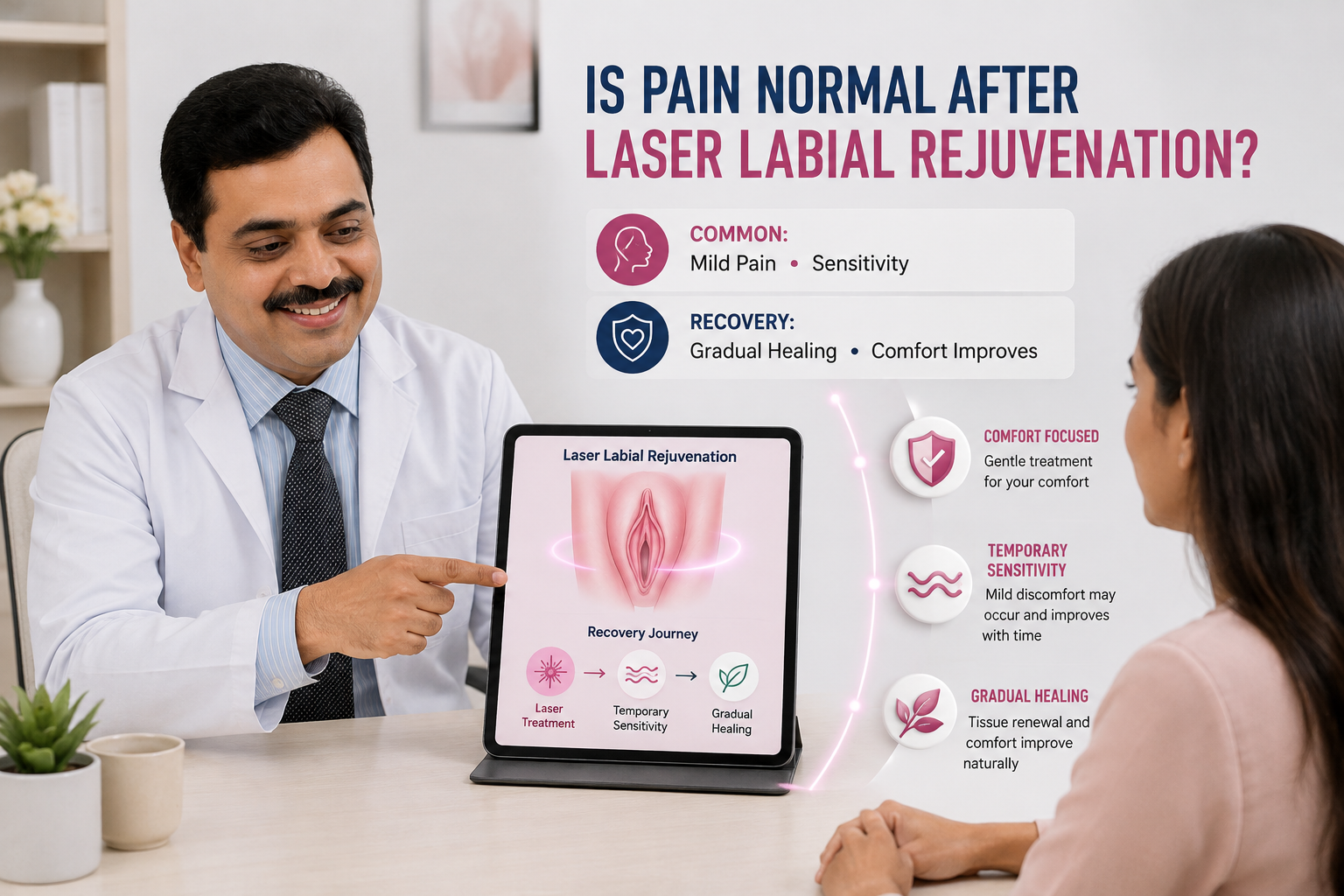 pain after laser labial rejuvenation
