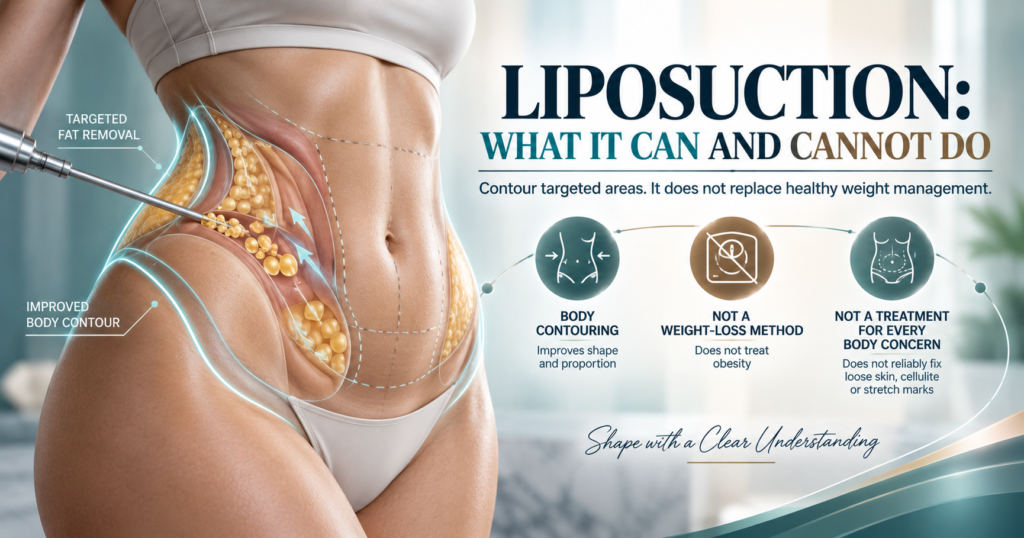 Surgeon marking treatment zones on an abdomen before liposuction surgery