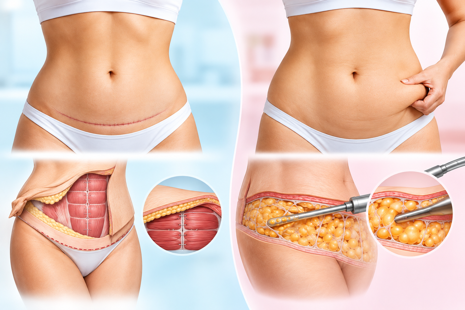 Liposaction and Tummy tuck.