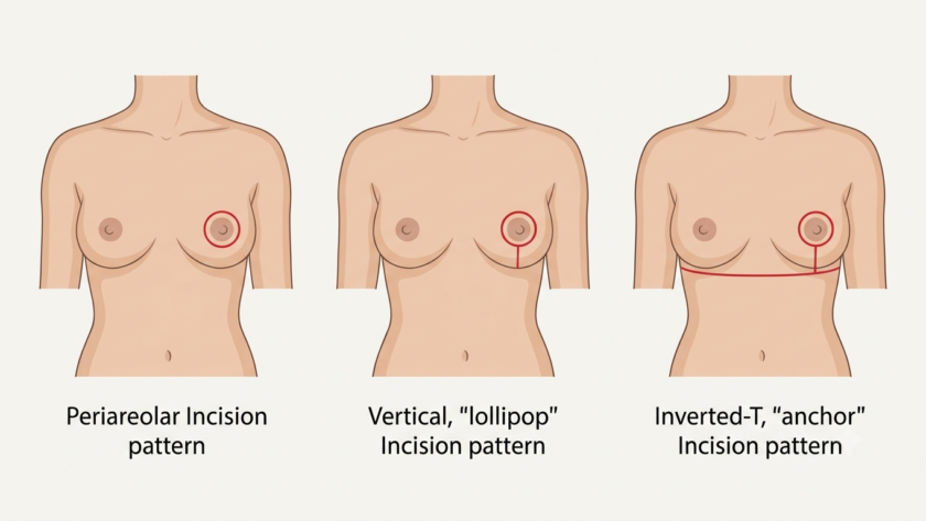 breast lift scar types