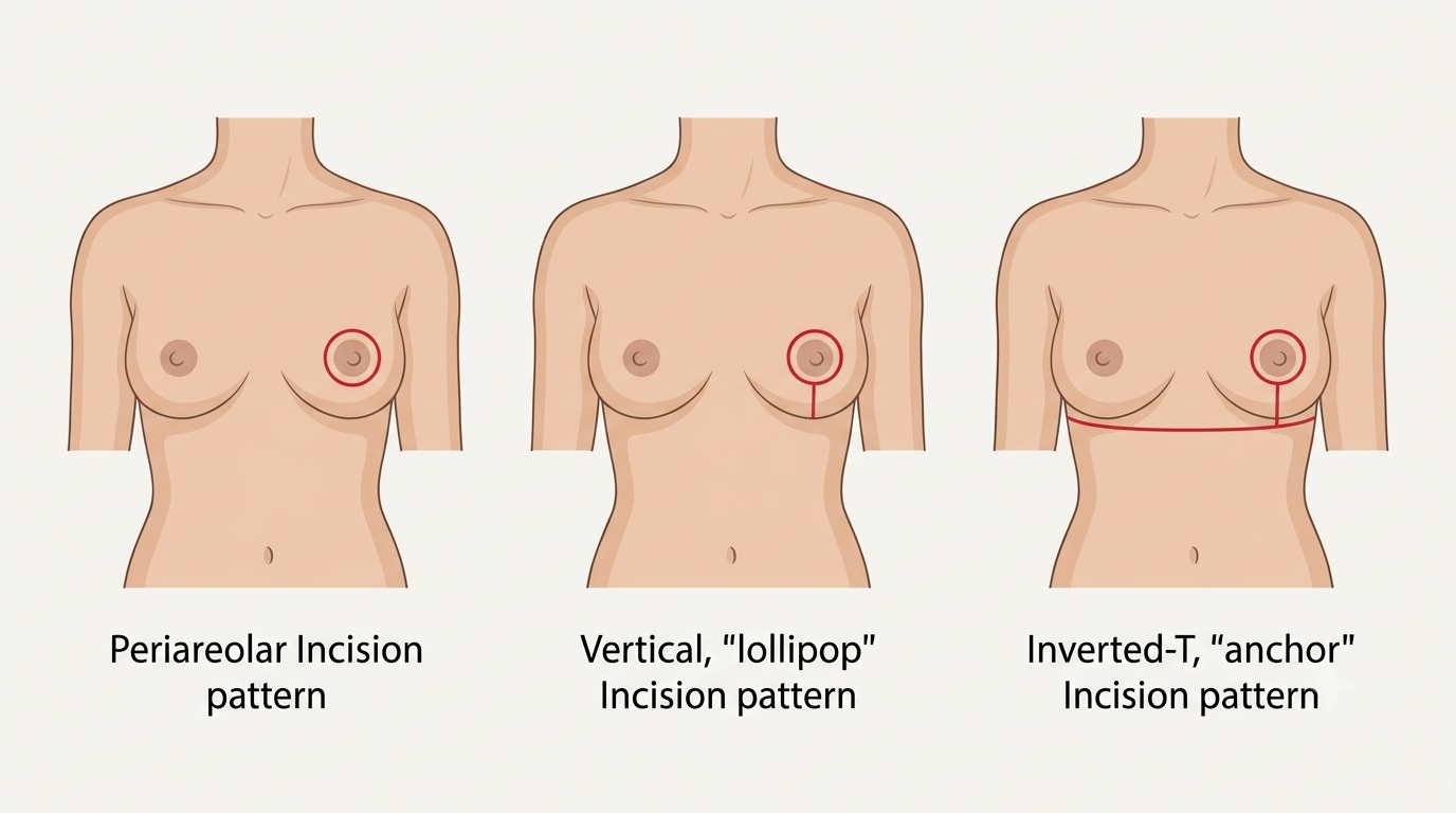 breast lift scar types