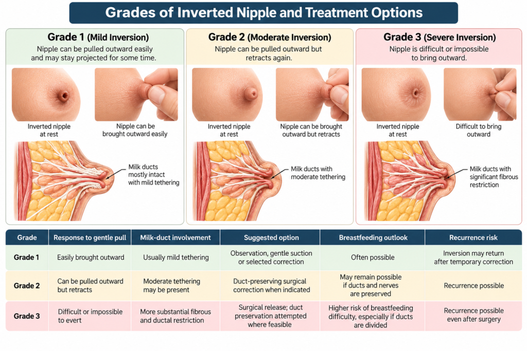 inverted nipple correction breast feeding